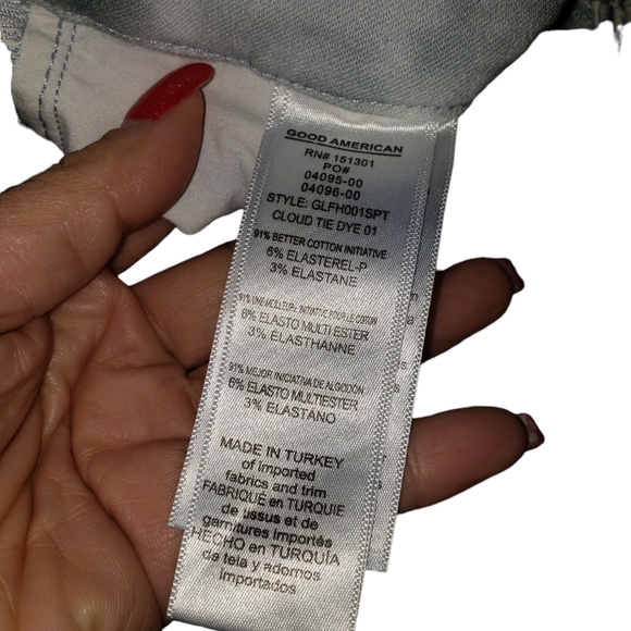 Good American Cloud Tie Dye Good Legs Fray Hem Denim Jeans - Picture 7 of 8